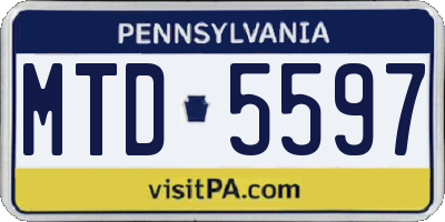 PA license plate MTD5597