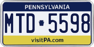 PA license plate MTD5598