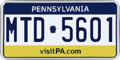 PA license plate MTD5601