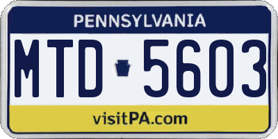 PA license plate MTD5603