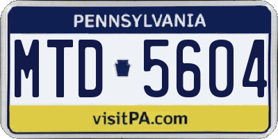 PA license plate MTD5604