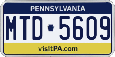 PA license plate MTD5609