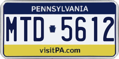 PA license plate MTD5612
