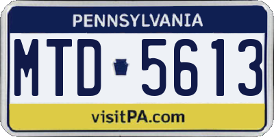 PA license plate MTD5613
