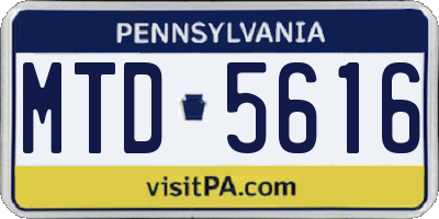 PA license plate MTD5616