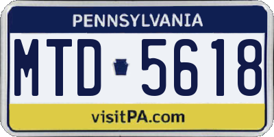 PA license plate MTD5618