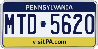 PA license plate MTD5620