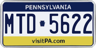 PA license plate MTD5622