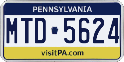 PA license plate MTD5624