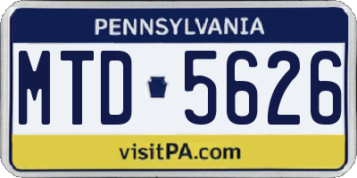 PA license plate MTD5626