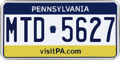 PA license plate MTD5627