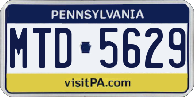 PA license plate MTD5629