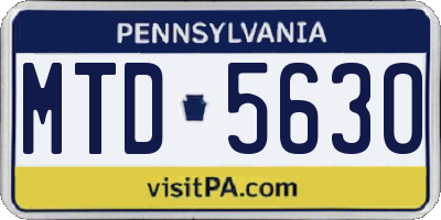 PA license plate MTD5630
