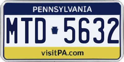 PA license plate MTD5632