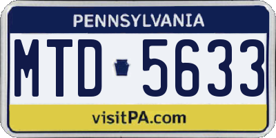 PA license plate MTD5633