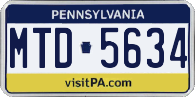 PA license plate MTD5634