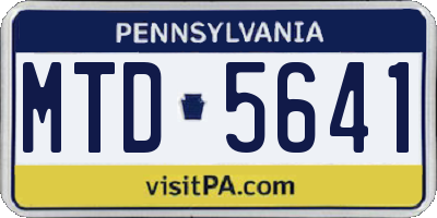 PA license plate MTD5641