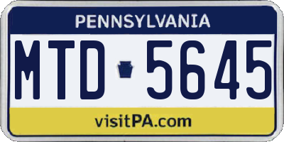 PA license plate MTD5645