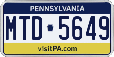 PA license plate MTD5649