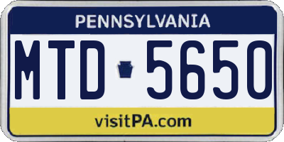 PA license plate MTD5650