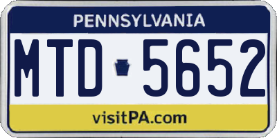 PA license plate MTD5652