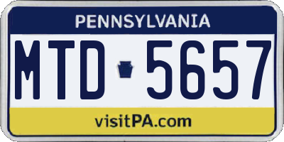 PA license plate MTD5657