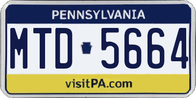PA license plate MTD5664