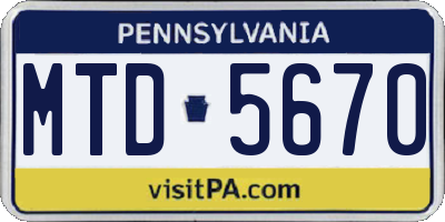 PA license plate MTD5670