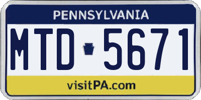 PA license plate MTD5671