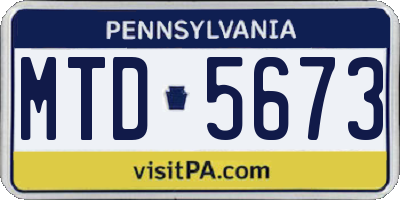 PA license plate MTD5673