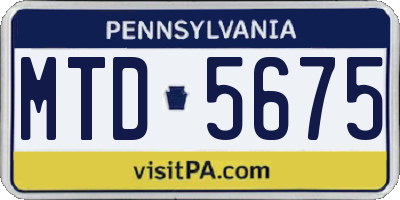 PA license plate MTD5675