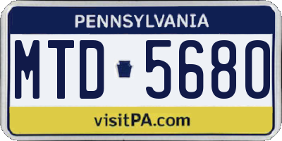 PA license plate MTD5680