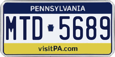 PA license plate MTD5689