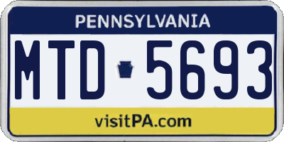 PA license plate MTD5693