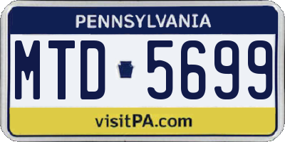 PA license plate MTD5699