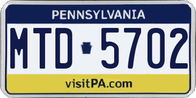 PA license plate MTD5702