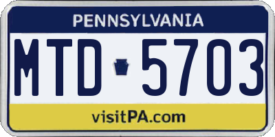 PA license plate MTD5703