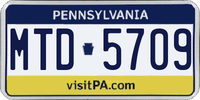 PA license plate MTD5709