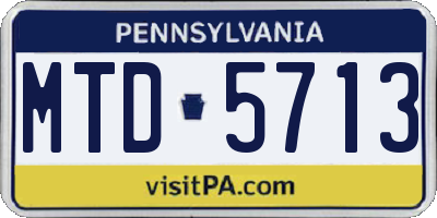 PA license plate MTD5713