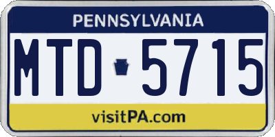 PA license plate MTD5715