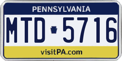PA license plate MTD5716