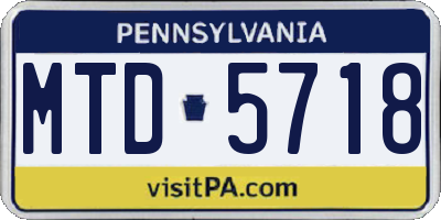 PA license plate MTD5718