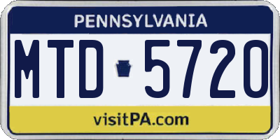 PA license plate MTD5720