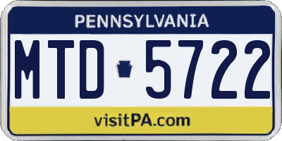 PA license plate MTD5722