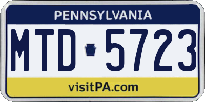 PA license plate MTD5723