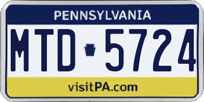 PA license plate MTD5724