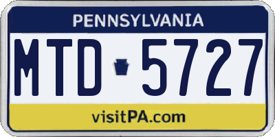 PA license plate MTD5727