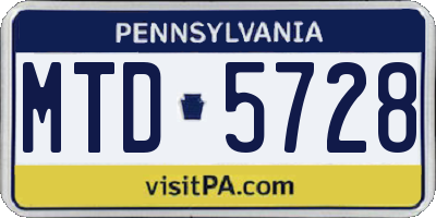 PA license plate MTD5728