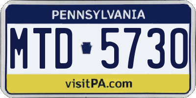 PA license plate MTD5730
