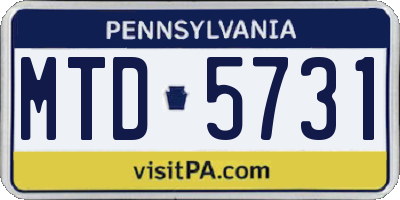 PA license plate MTD5731